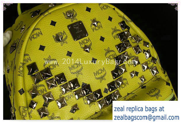 High Quality Replica MCM Stark Backpack Jumbo in Calf Leather 8100 Lemon